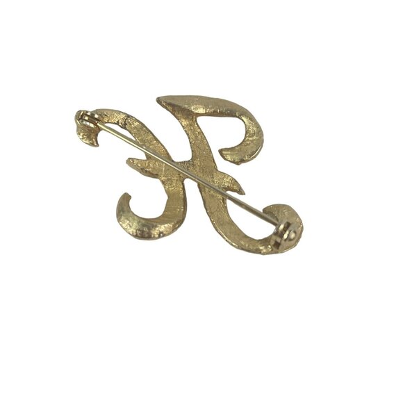 Vintage Gold Tone Monogram Letter H Brooch Pin - Picture 3 of 8